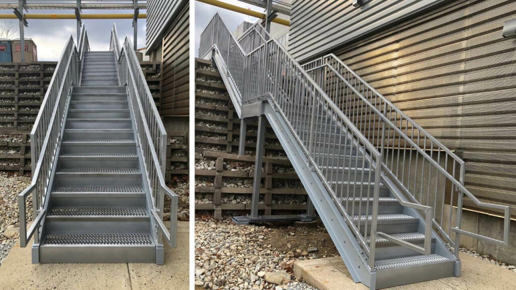 guardrails installed in metal steps