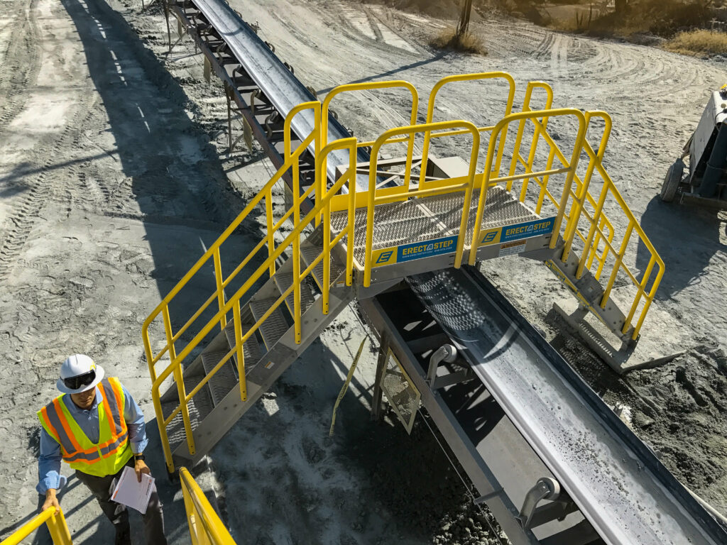 Erectastep Cement conveyer belt industrial crossover stairs