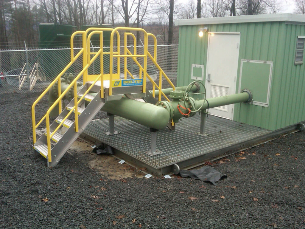 Erectastep crossover access stairs to equipment room