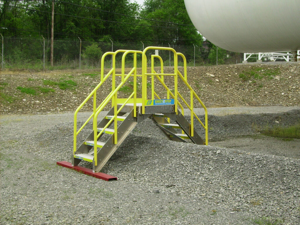 Erectastep crossover stairs over gravel berm