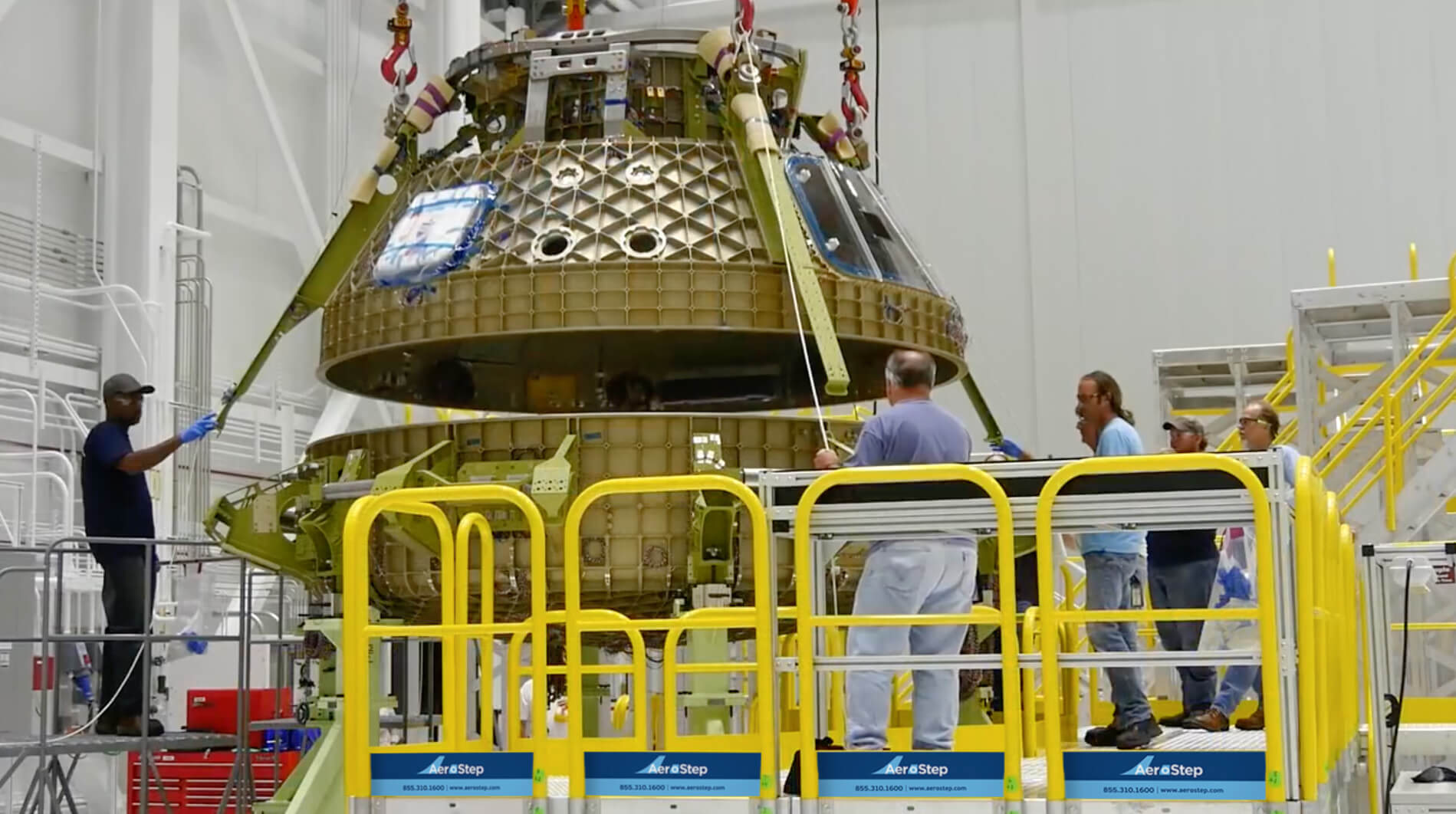 Metal Work Platform with Railing for NASA Space Capsule