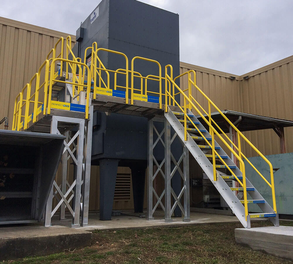 Perfectastep stairs to generator with access platform surrounding building