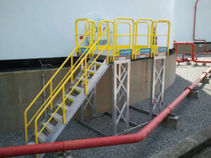 Metal Stair Work Platform in a Tank Farm