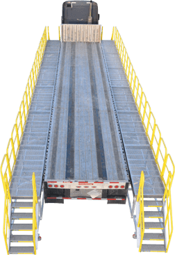 Mobile work platforms for flatbed-truck-access