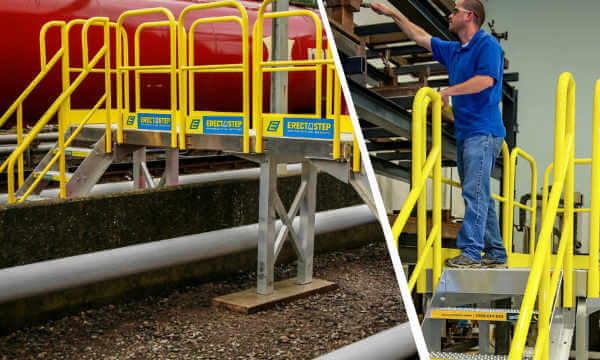 OSHA compliant stairs system with fall protection