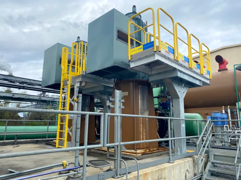 Elevated Pump Access Platforms Installation Wastewater Treatment Facility