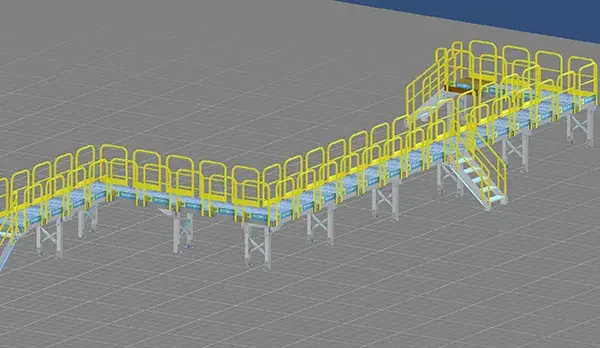 Pharmaceutical rooftop crossover stair CAD rendering